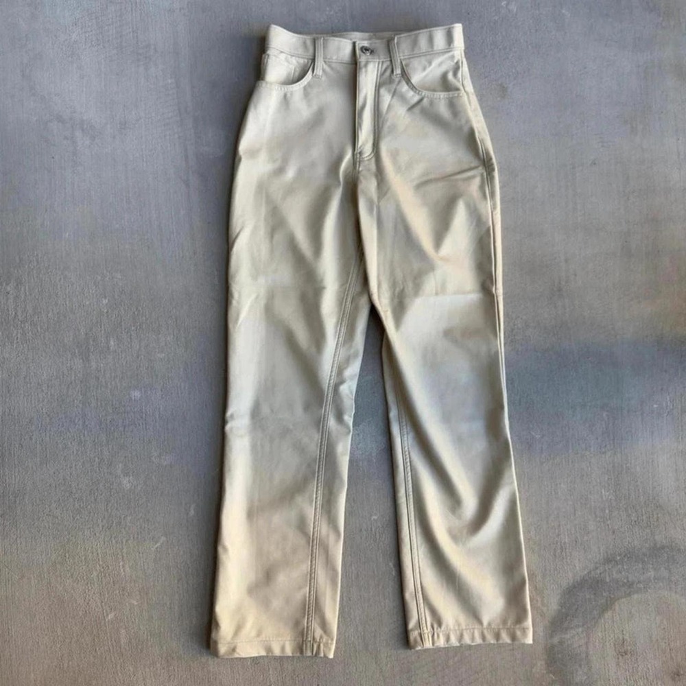 Cream Abercrombie & Fitch 90s Straight Ultra Highrise Vegan Leather Pants